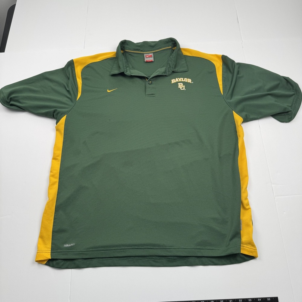 Baylor Bears Shirt Mens XL NCAA Football Nike Dri Fit Polo Green Polyester